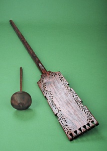 Spindle (left) and Distaff (right)